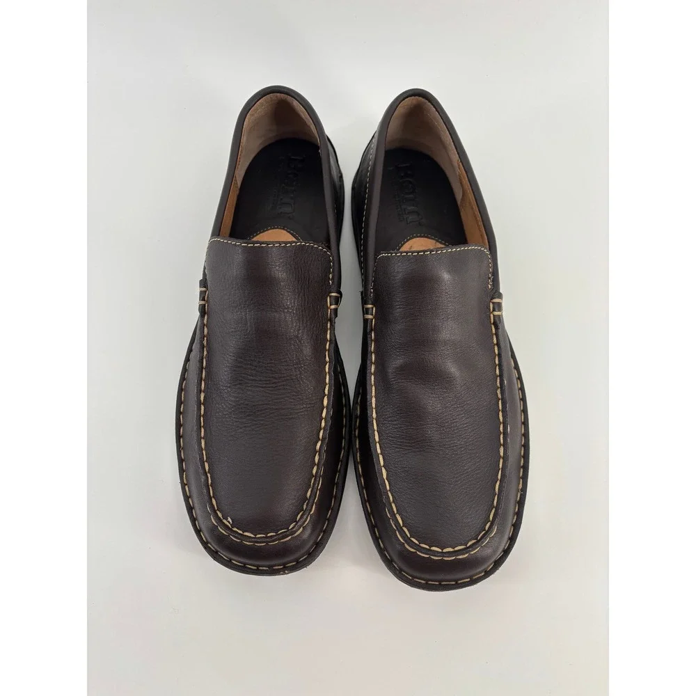 Born Mens Leather Loafers Dark Brown Slip On Driving Shoes Size 11.5 H489-302